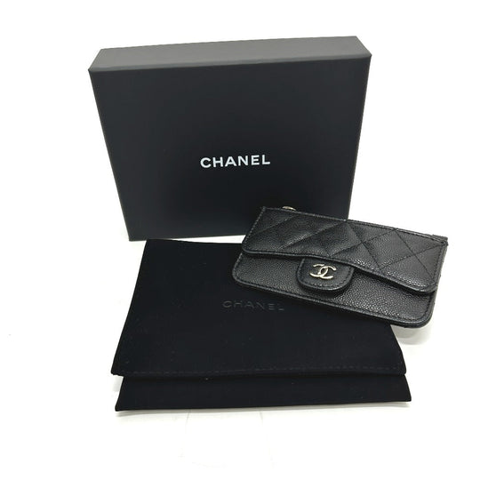 CHANEL Coin case AP2570 Caviar skin black Fragment case COCO Mark Matelasse Classic Women Used Authentic