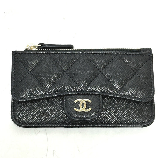 CHANEL Coin case AP2570 Caviar skin black Fragment case COCO Mark Matelasse Classic Women Used Authentic