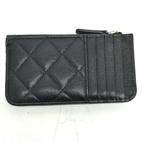 CHANEL Coin case AP2570 Caviar skin black Fragment case COCO Mark Matelasse Classic Women Used Authentic