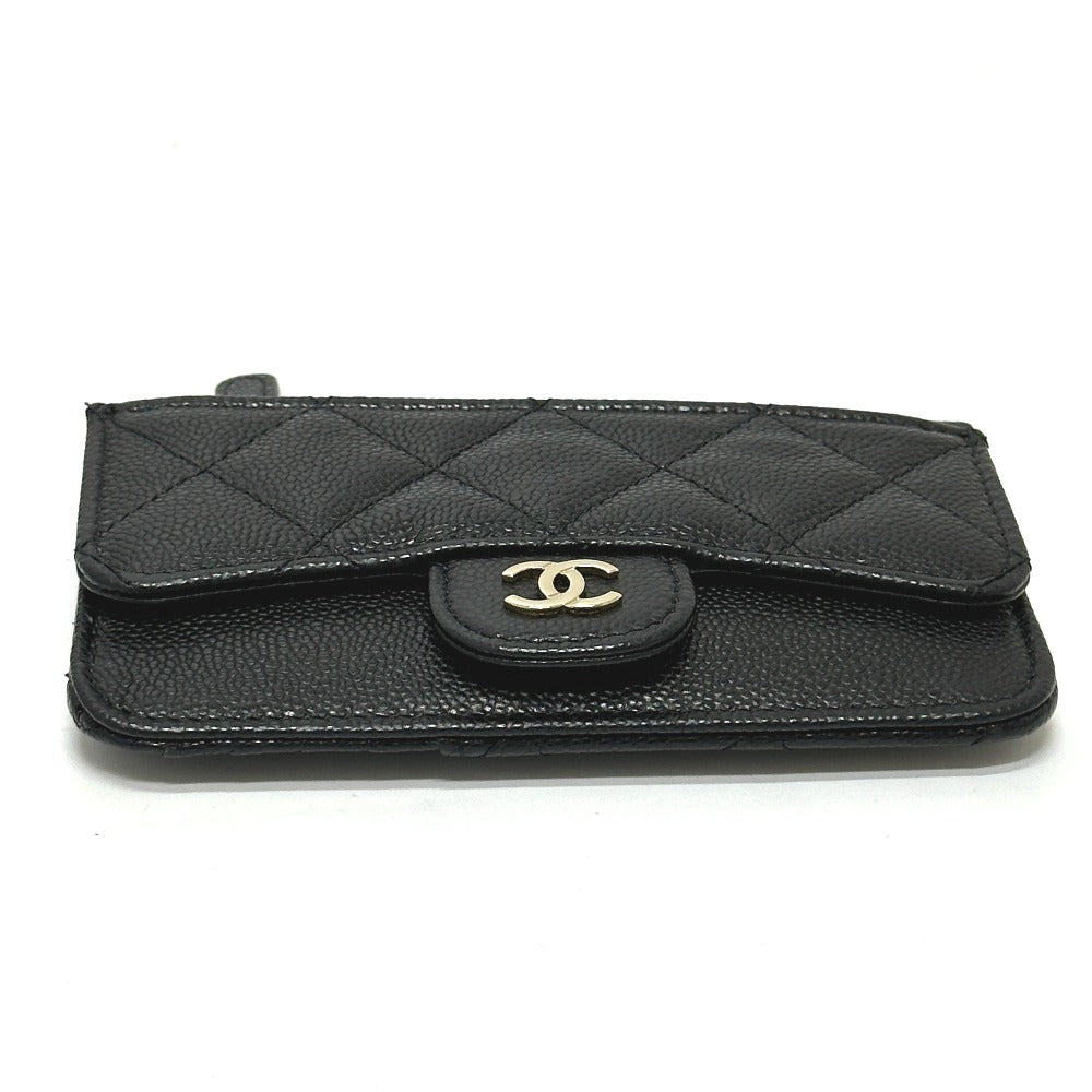 CHANEL Coin case AP2570 Caviar skin black Fragment case COCO Mark Matelasse Classic Women Used Authentic