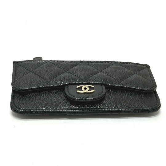 CHANEL Coin case AP2570 Caviar skin black Fragment case COCO Mark Matelasse Classic Women Used Authentic