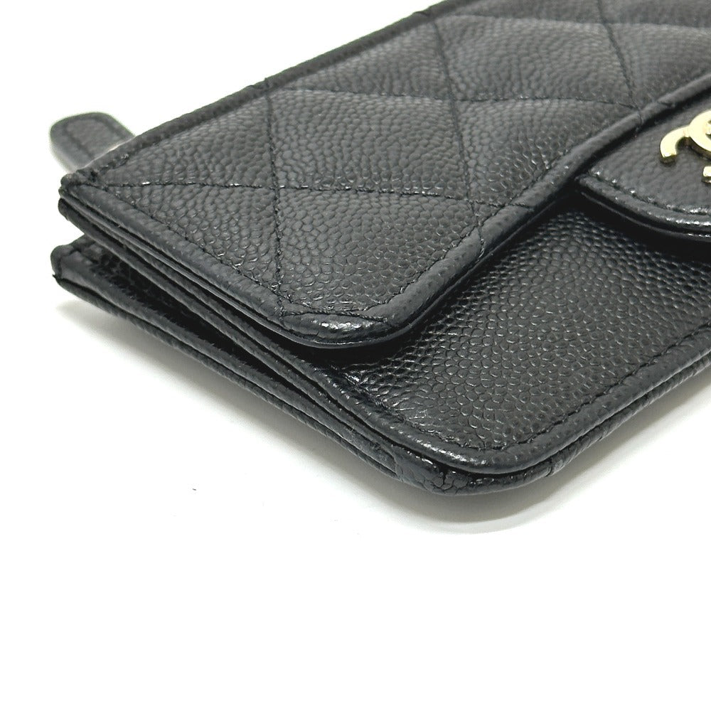 CHANEL Coin case AP2570 Caviar skin black Fragment case COCO Mark Matelasse Classic Women Used Authentic