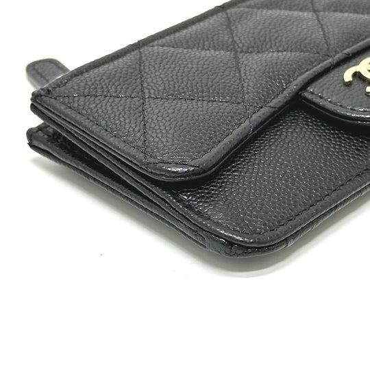 CHANEL Coin case AP2570 Caviar skin black Fragment case COCO Mark Matelasse Classic Women Used Authentic
