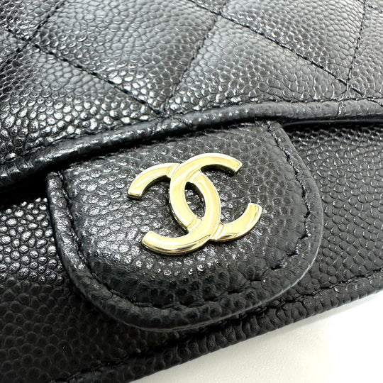 CHANEL Coin case AP2570 Caviar skin black Fragment case COCO Mark Matelasse Classic Women Used Authentic