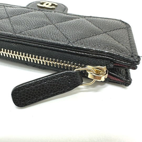 CHANEL Coin case AP2570 Caviar skin black Fragment case COCO Mark Matelasse Classic Women Used Authentic