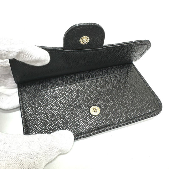 CHANEL Coin case AP2570 Caviar skin black Fragment case COCO Mark Matelasse Classic Women Used Authentic