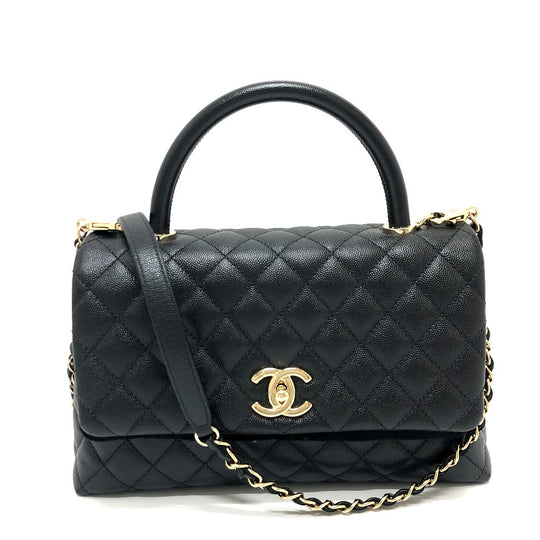 CHANEL Handbag A92991 Caviar skin black Matelasse Coco Handle 29 Women Used Authentic