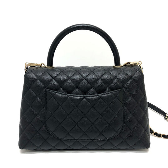 CHANEL Handbag A92991 Caviar skin black Matelasse Coco Handle 29 Women Used Authentic