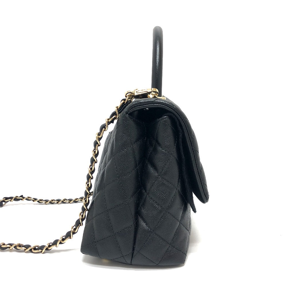 CHANEL Handbag A92991 Caviar skin black Matelasse Coco Handle 29 Women Used Authentic