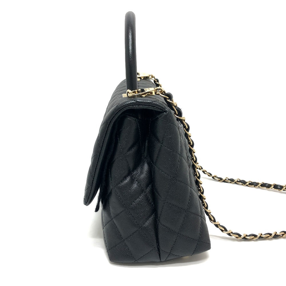 CHANEL Handbag A92991 Caviar skin black Matelasse Coco Handle 29 Women Used Authentic