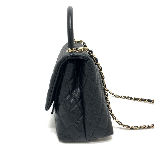 CHANEL Handbag A92991 Caviar skin black Matelasse Coco Handle 29 Women Used Authentic