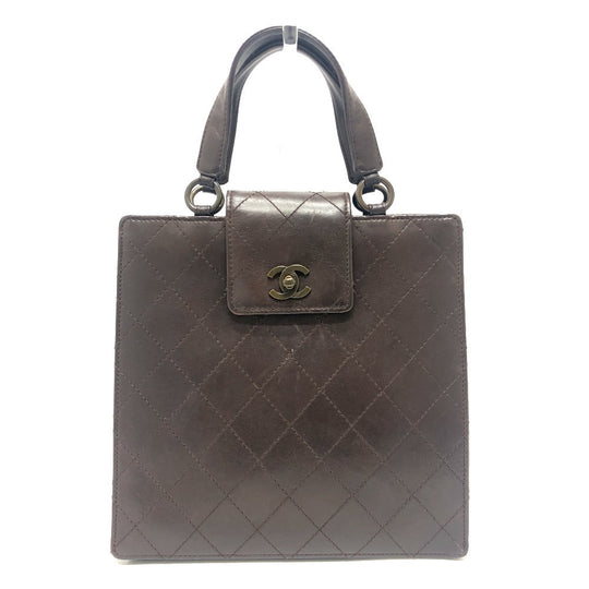 CHANEL Handbag Calfskin Brown Matrasse Turn lock