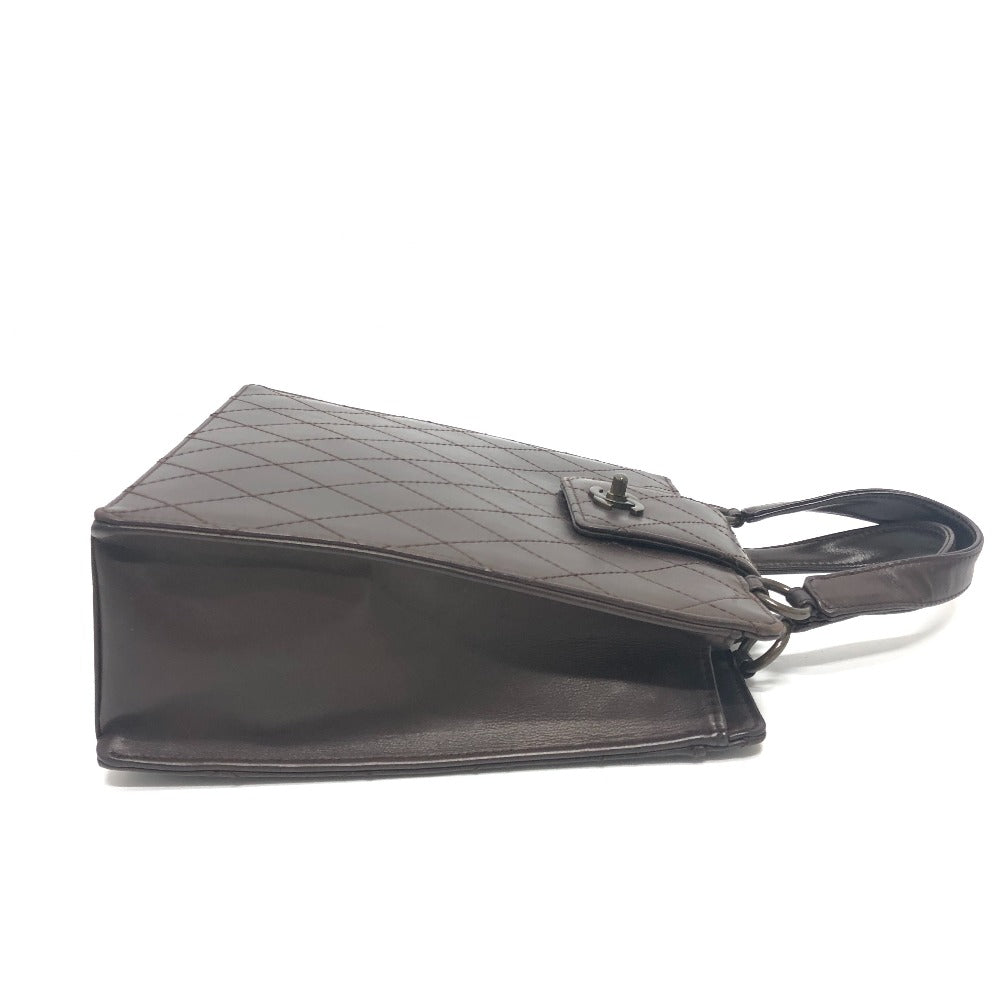 CHANEL Handbag Calfskin Brown Matrasse Turn lock