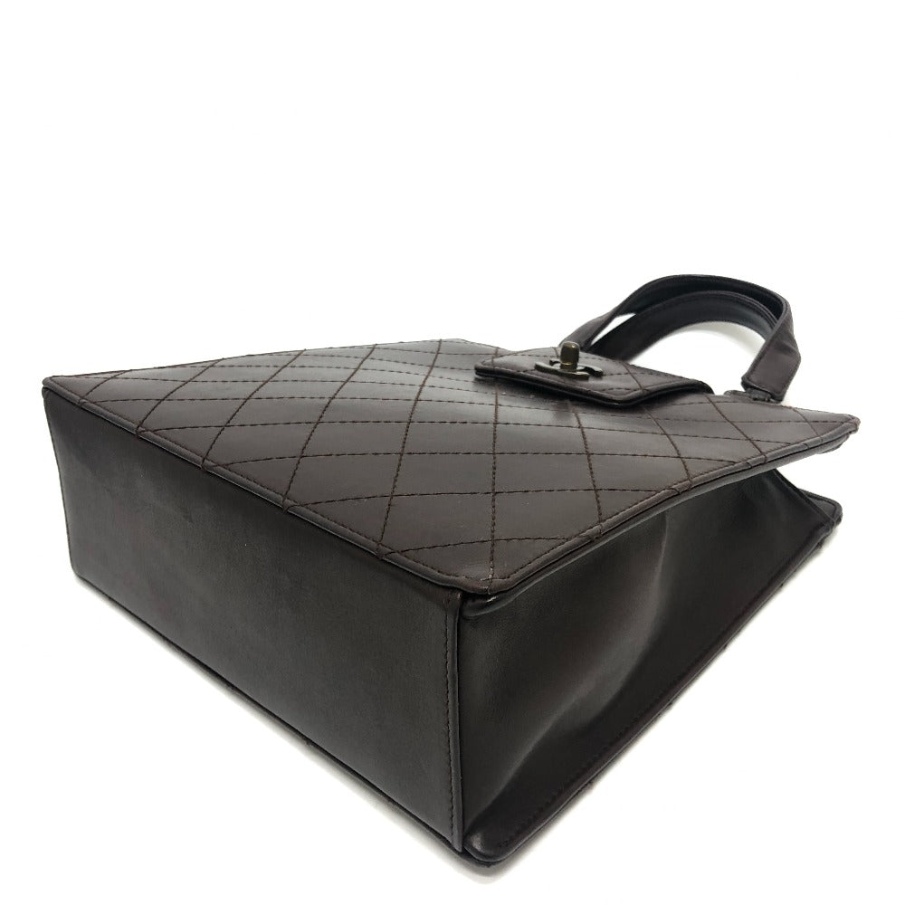 CHANEL Handbag Calfskin Brown Matrasse Turn lock