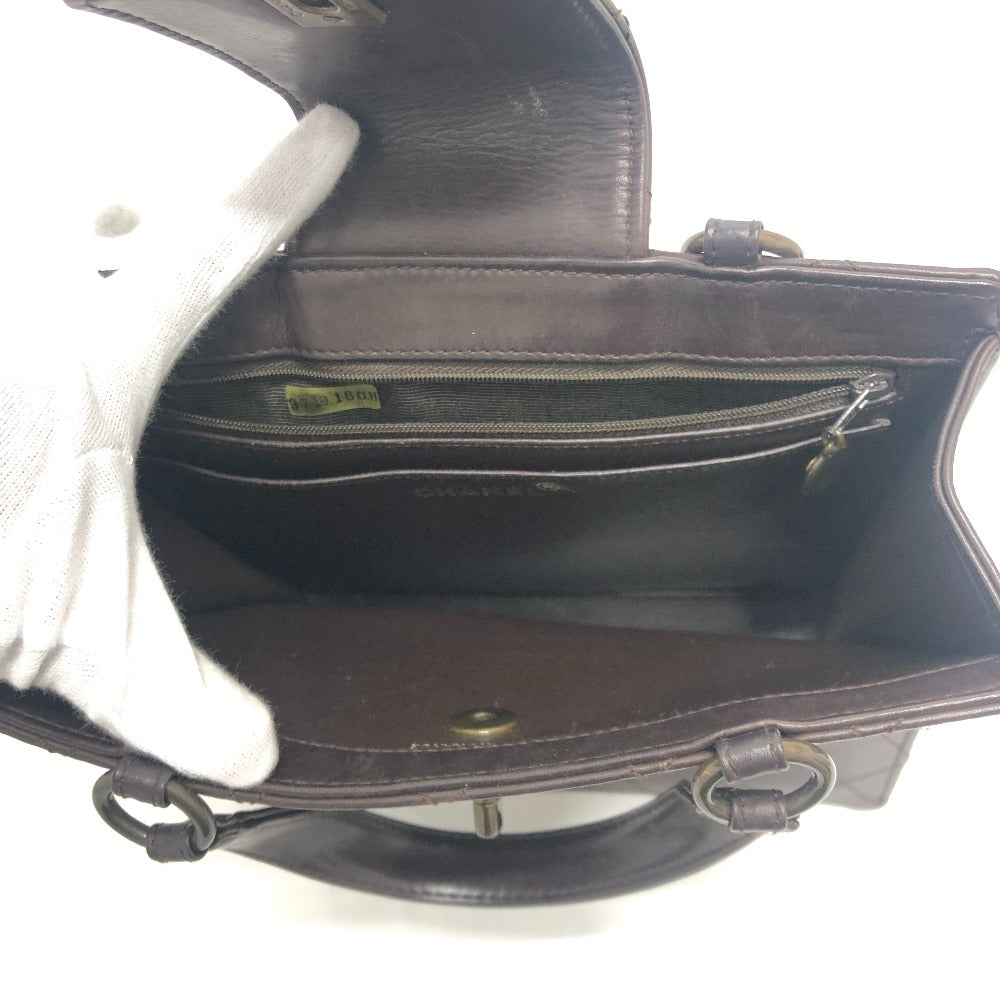 CHANEL Handbag Calfskin Brown Matrasse Turn lock