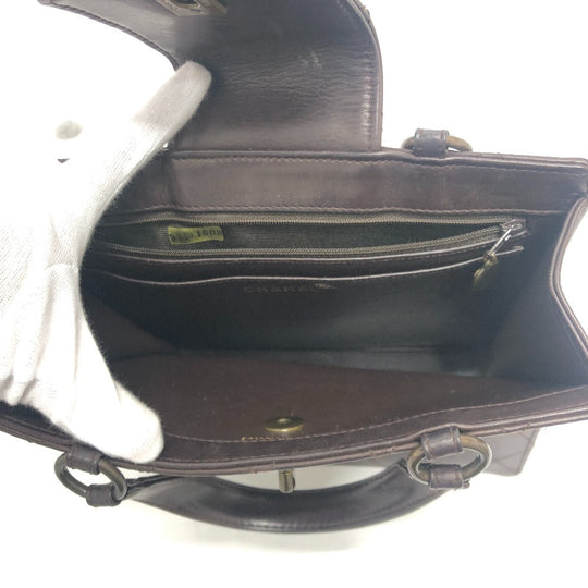 CHANEL Handbag Calfskin Brown Matrasse Turn lock