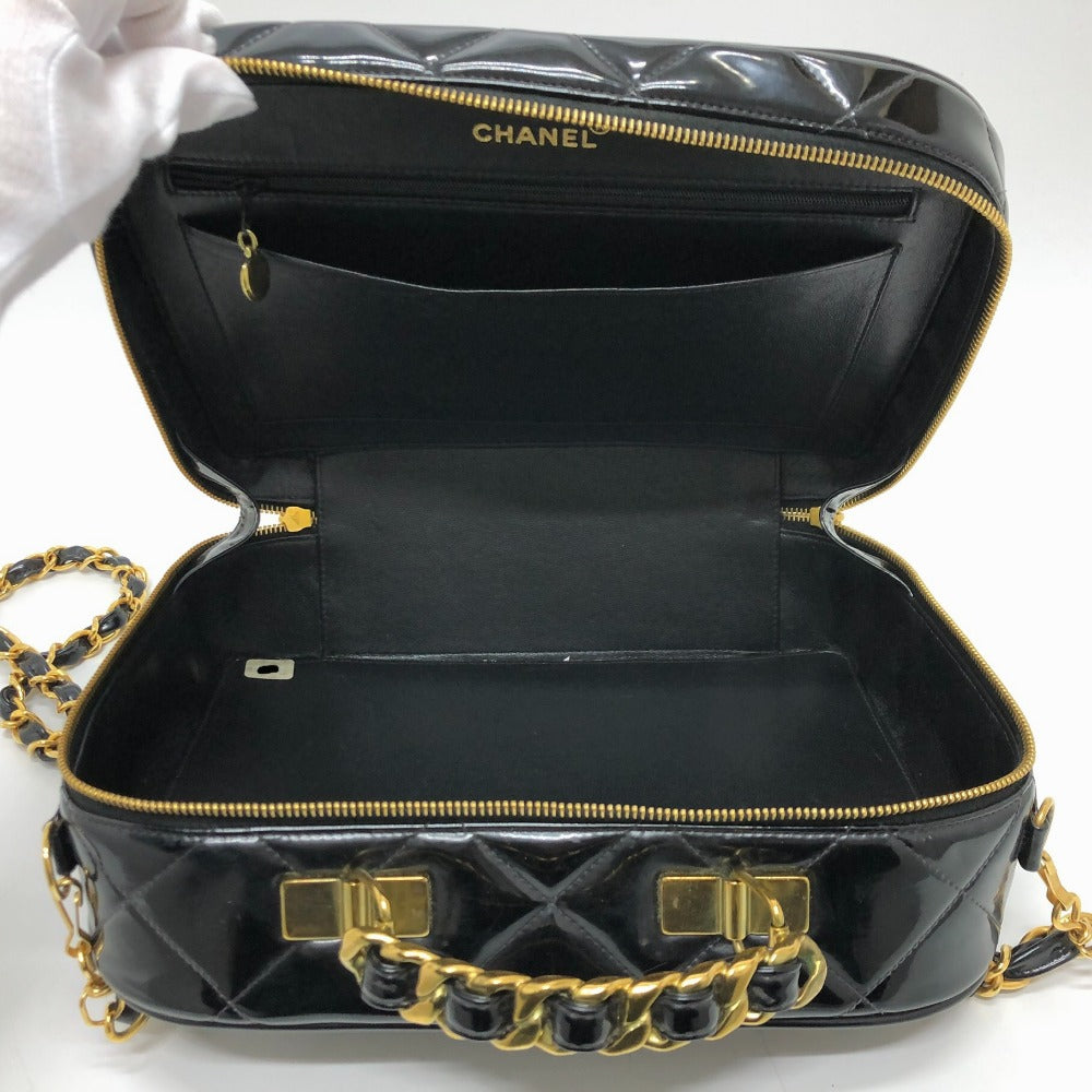 CHANEL Handbag enamel black Matrasse Vanity Women Used Authentic
