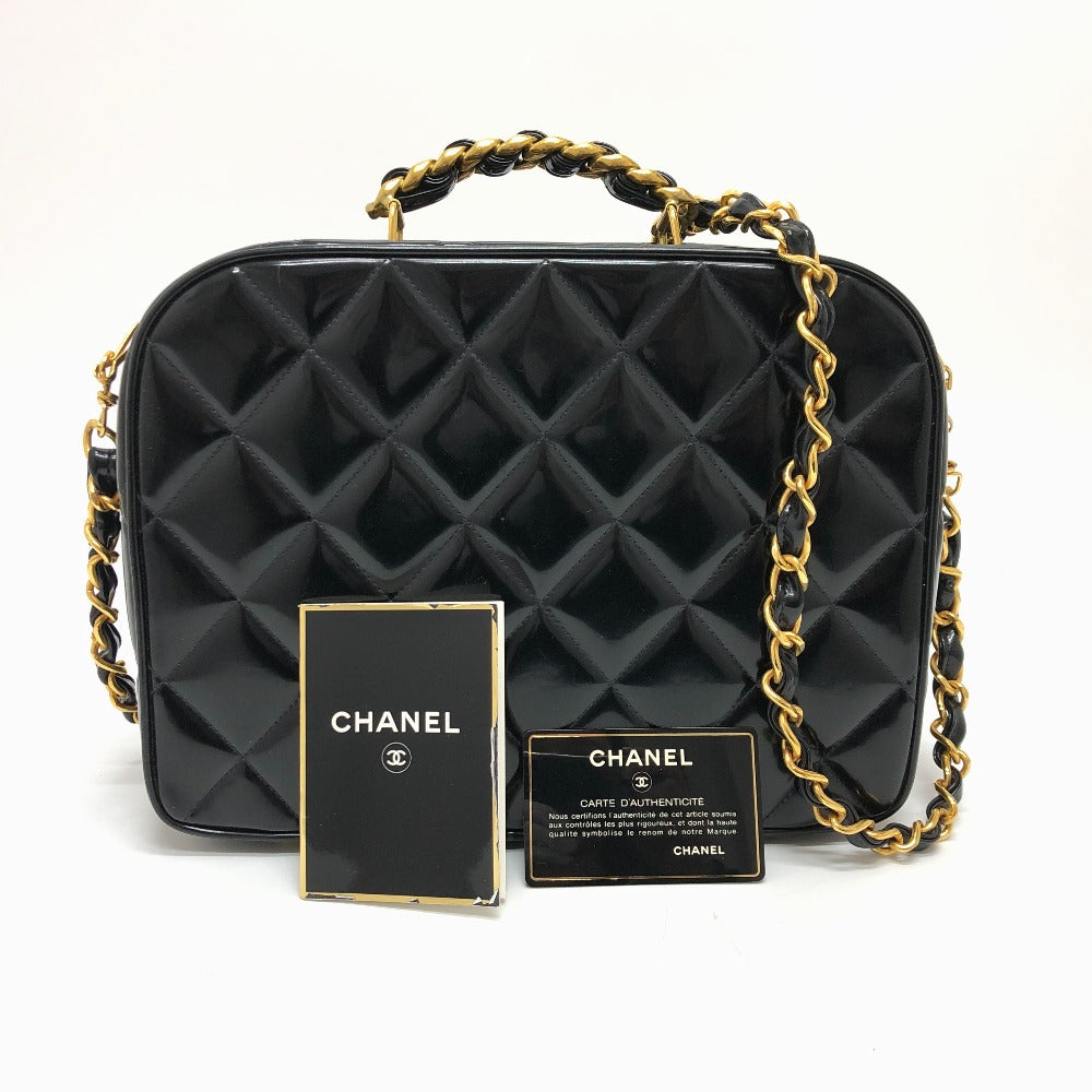 CHANEL Handbag enamel black Matrasse Vanity Women Used Authentic