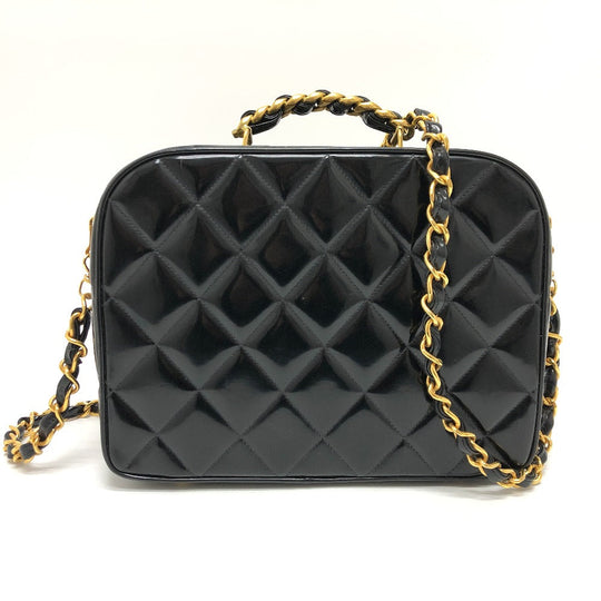 CHANEL Handbag enamel black Matrasse Vanity Women Used Authentic
