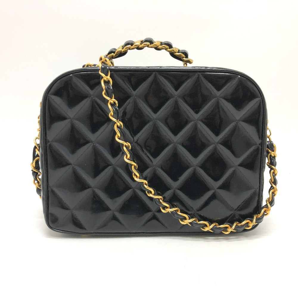 CHANEL Handbag enamel black Matrasse Vanity Women Used Authentic