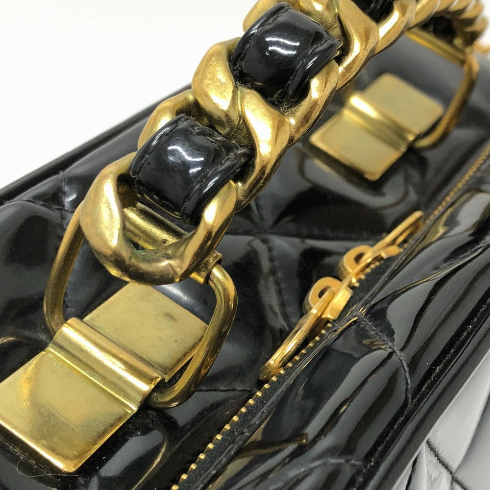 CHANEL Handbag enamel black Matrasse Vanity Women Used Authentic