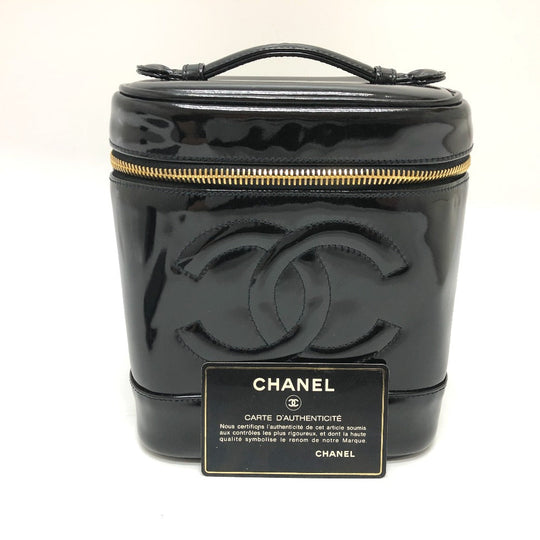 CHANEL Handbag A01998 enamel black CCCOCO Mark Cosmetics Pouch Women Used Authentic