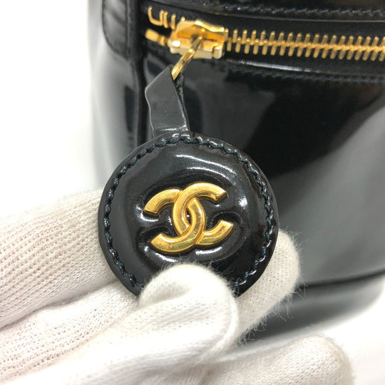 CHANEL Handbag A01998 enamel black CCCOCO Mark Cosmetics Pouch Women Used Authentic