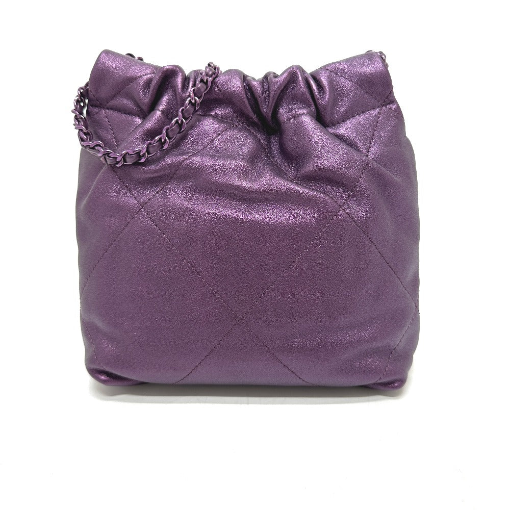 CHANEL Shoulder Bag AS3980 leather purple CHANEL22 Glitter All Purple Women Used Authentic