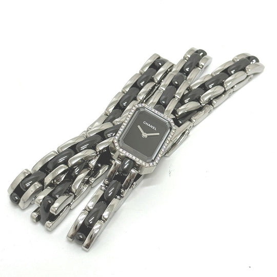 CHANEL Watches Quartz H3058 Stainless Steel, Ceramic black watch premire triple bracelet black dial Women Used Authentic