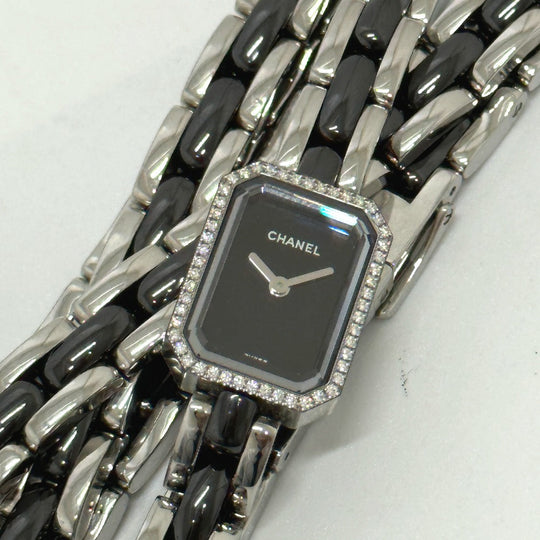 CHANEL Watches Quartz H3058 Stainless Steel, Ceramic black watch premire triple bracelet black dial Women Used Authentic