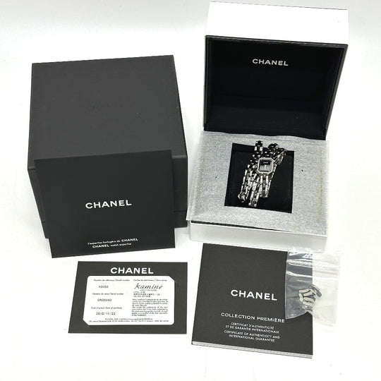 CHANEL Watches Quartz H3058 Stainless Steel, Ceramic black watch premire triple bracelet black dial Women Used Authentic