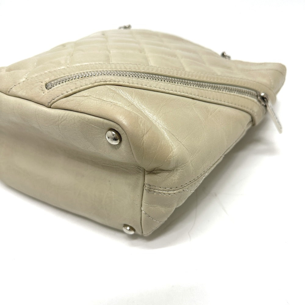 CHANEL Shoulder Bag A34317 leather white Cambon Line Cotton Club CC COCO Mark Women Used Authentic