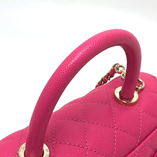CHANEL Handbag A92990 Caviar skin pink Matelasse Coco Handle 24(XS)