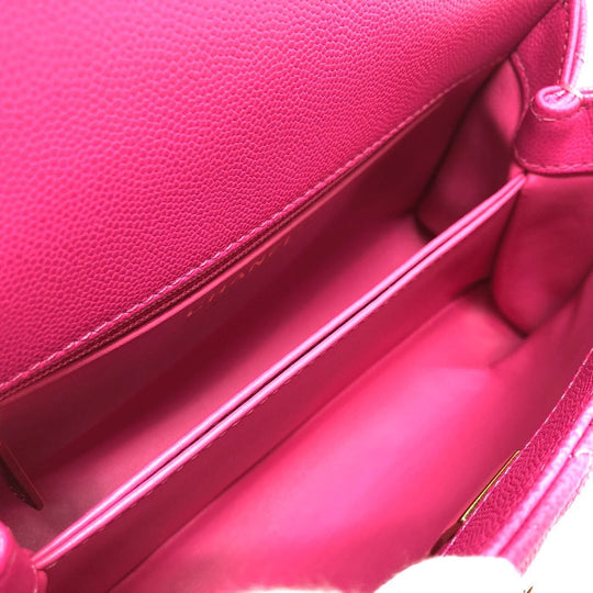CHANEL Handbag A92990 Caviar skin pink Matelasse Coco Handle 24(XS)