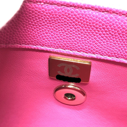 CHANEL Handbag A92990 Caviar skin pink Matelasse Coco Handle 24(XS)