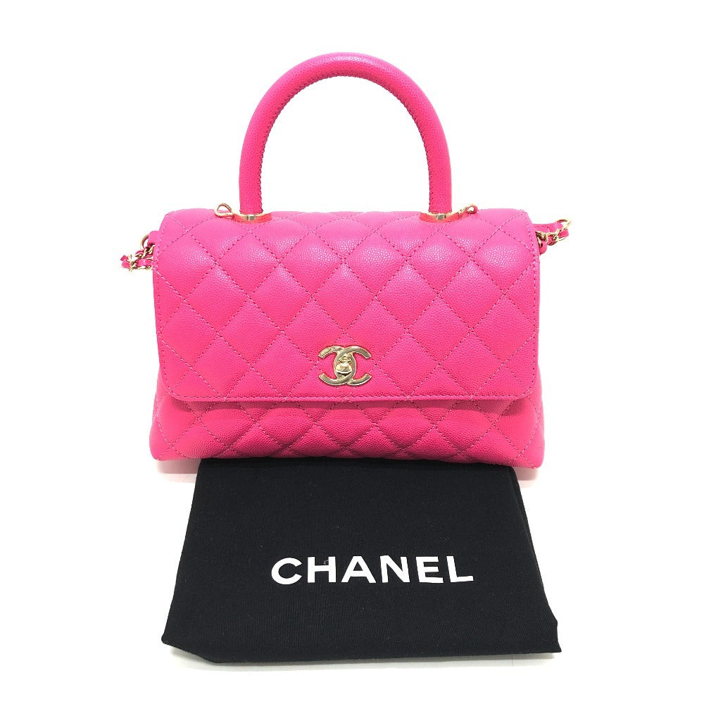 CHANEL Handbag A92990 Caviar skin pink Matelasse Coco Handle 24(XS)