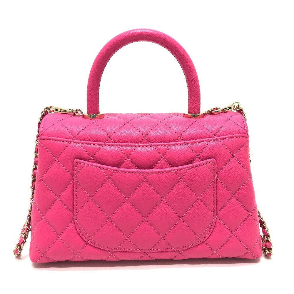 CHANEL Handbag A92990 Caviar skin pink Matelasse Coco Handle 24(XS)