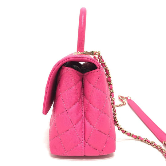 CHANEL Handbag A92990 Caviar skin pink Matelasse Coco Handle 24(XS)
