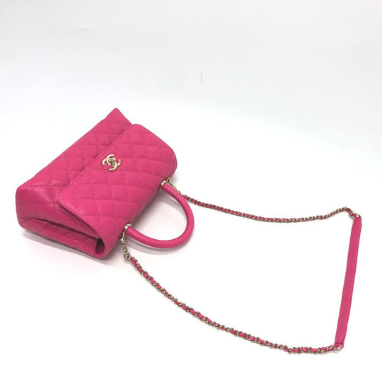 CHANEL Handbag A92990 Caviar skin pink Matelasse Coco Handle 24(XS)
