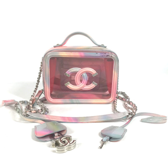 CHANEL Handbag Plastics pink Filigree Vanity Bag Crossbody CC COCO Mark Women Used Authentic