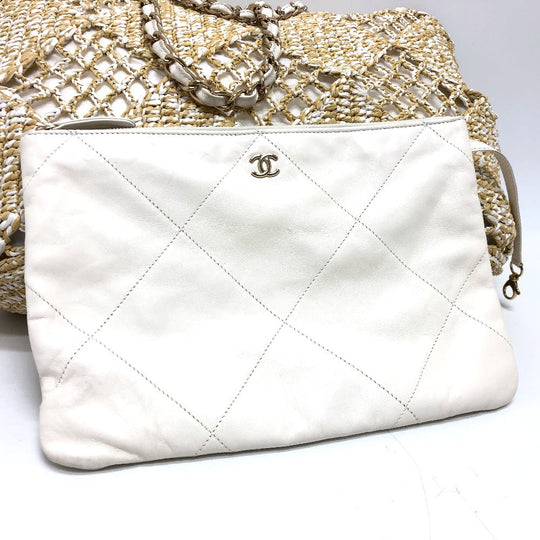 CHANEL Tote Bag AS4576 Raffia beige Raffia Effect Weaving Women Used Authentic