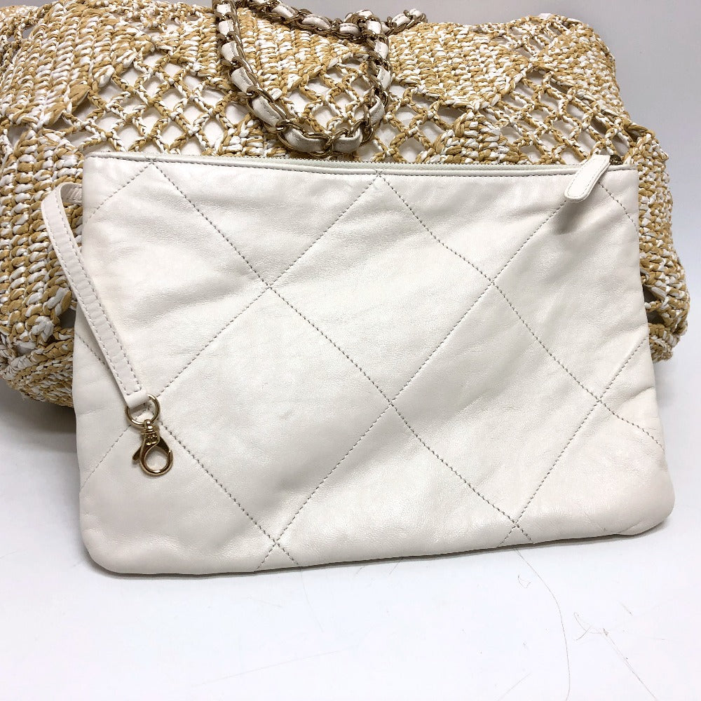 CHANEL Tote Bag AS4576 Raffia beige Raffia Effect Weaving Women Used Authentic