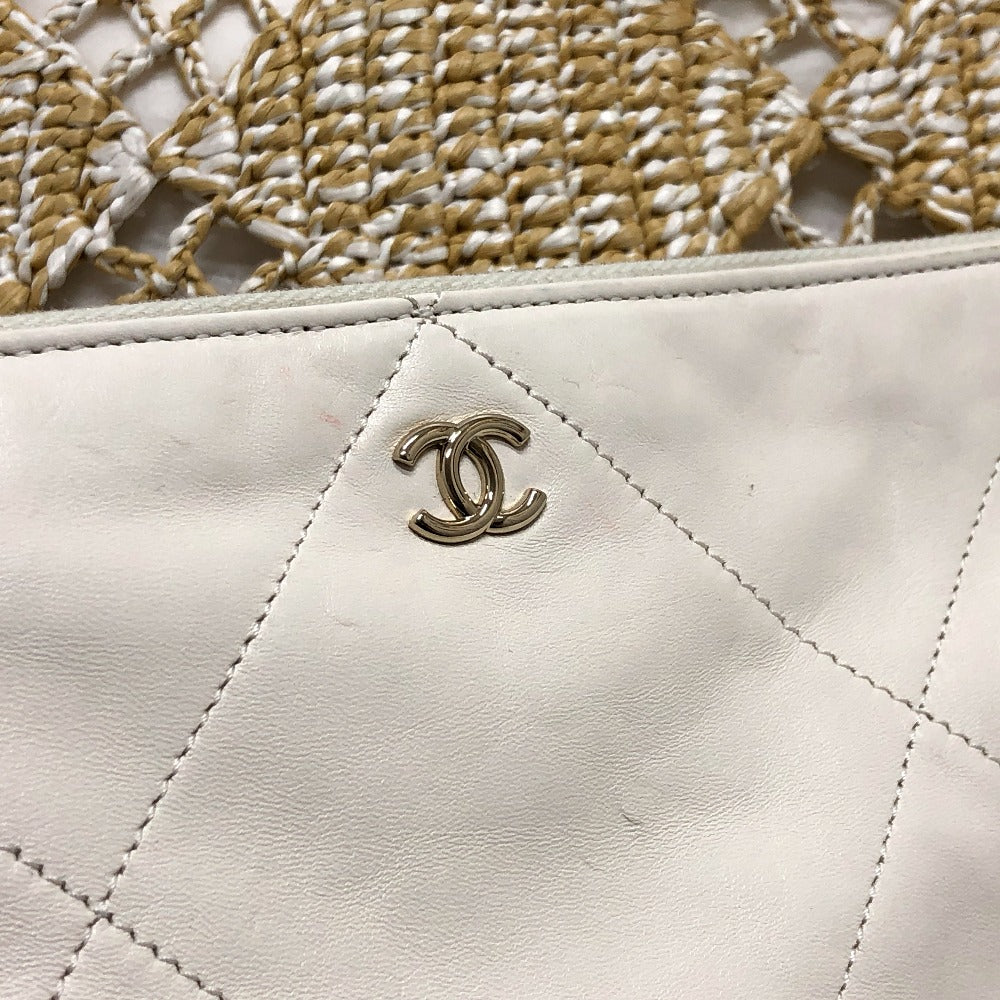 CHANEL Tote Bag AS4576 Raffia beige Raffia Effect Weaving Women Used Authentic