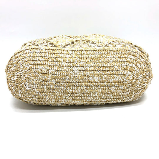 CHANEL Tote Bag AS4576 Raffia beige Raffia Effect Weaving Women Used Authentic