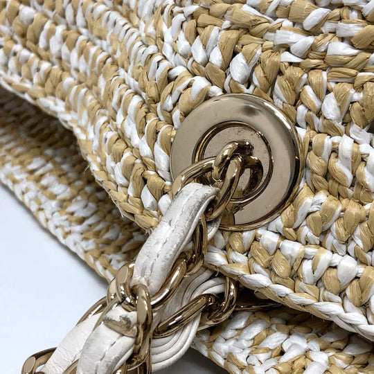 CHANEL Tote Bag AS4576 Raffia beige Raffia Effect Weaving Women Used Authentic