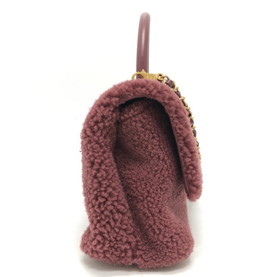 CHANEL Handbag Mouton, Leather wine-red Boa Coco Handle