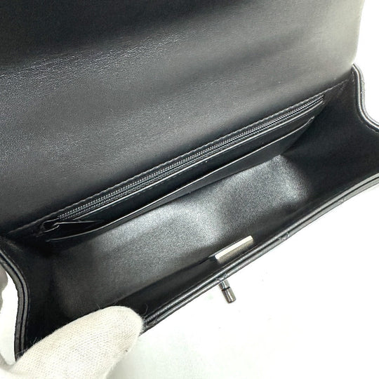 CHANEL Handbag lambskin black Matelasse 20 Quilting CC COCO Mark Top Handle So Black
