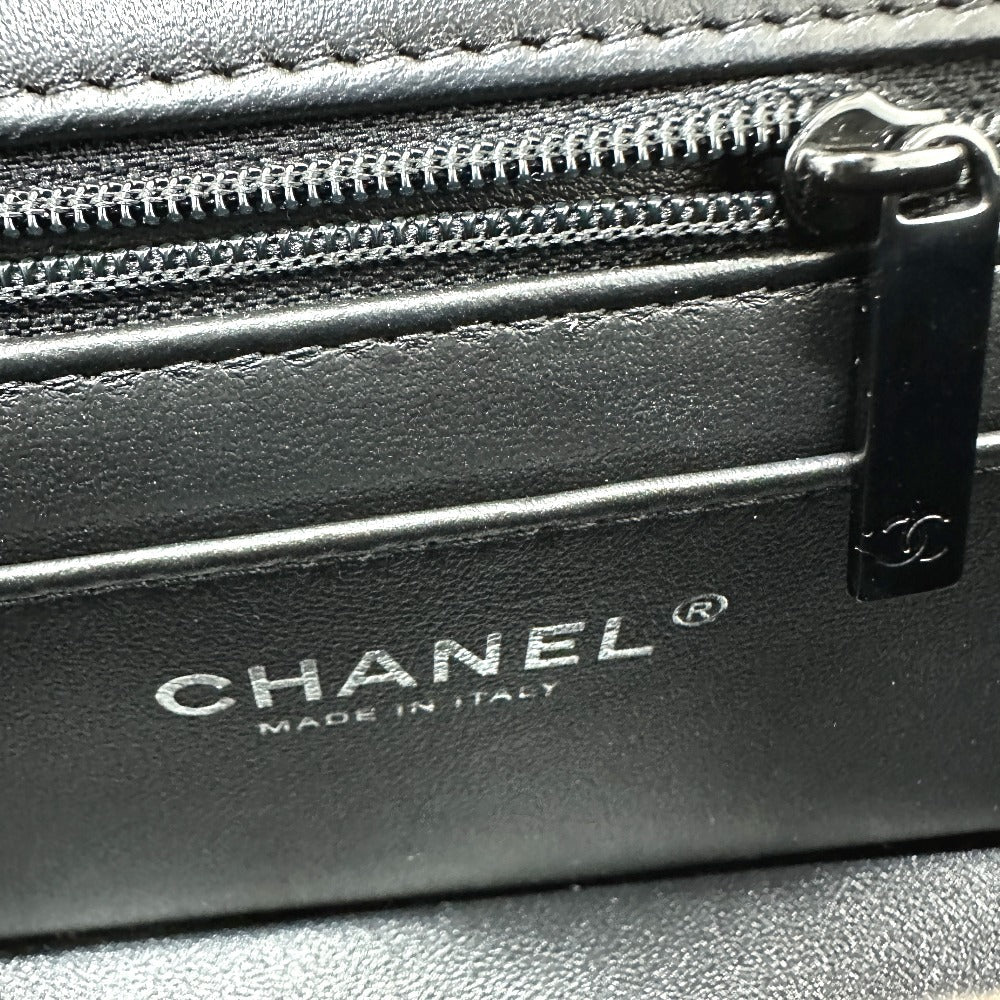 CHANEL Handbag lambskin black Matelasse 20 Quilting CC COCO Mark Top Handle So Black