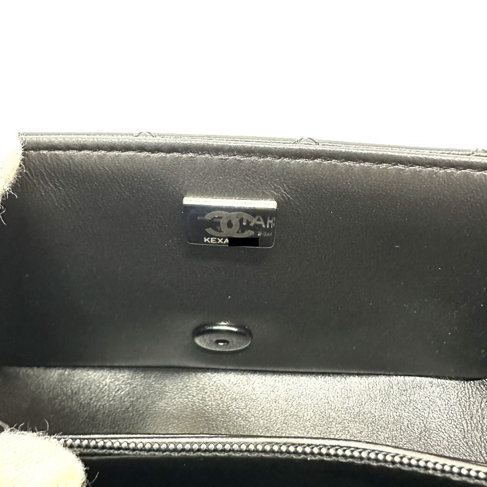 CHANEL Handbag lambskin black Matelasse 20 Quilting CC COCO Mark Top Handle So Black