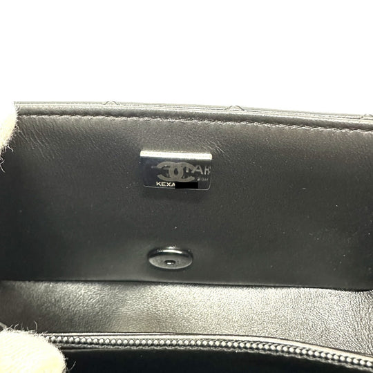 CHANEL Handbag lambskin black Matelasse 20 Quilting CC COCO Mark Top Handle So Black